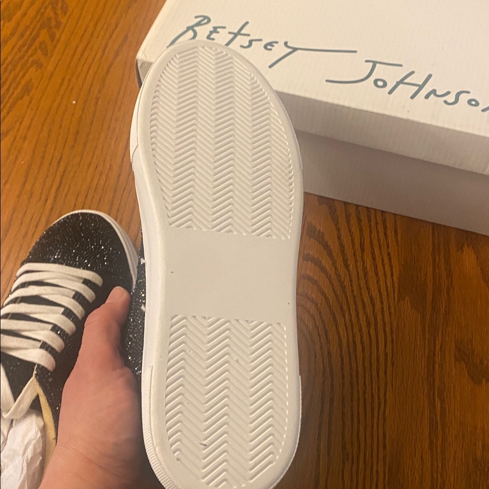 NWT Betsey Johnson Sparkling Black Platform Sneakers - Picture 3 of 5